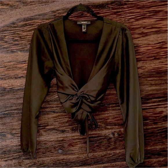Forever 21 Black Knot Blouse silky blouse. Size small - Picture 1 of 9